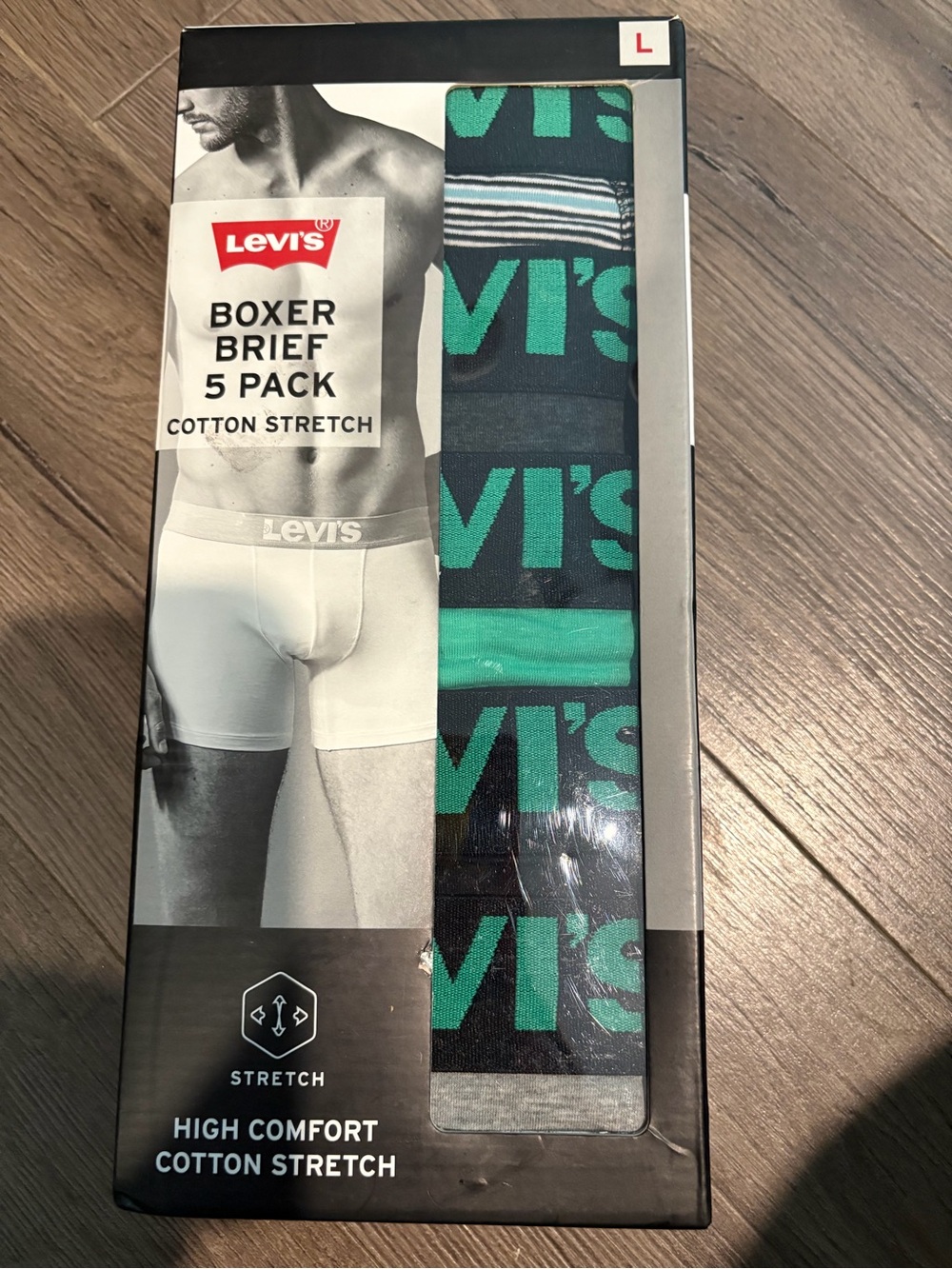 Men’s Levi’s 5PK Cotton Stretch Boxer Brief Size L